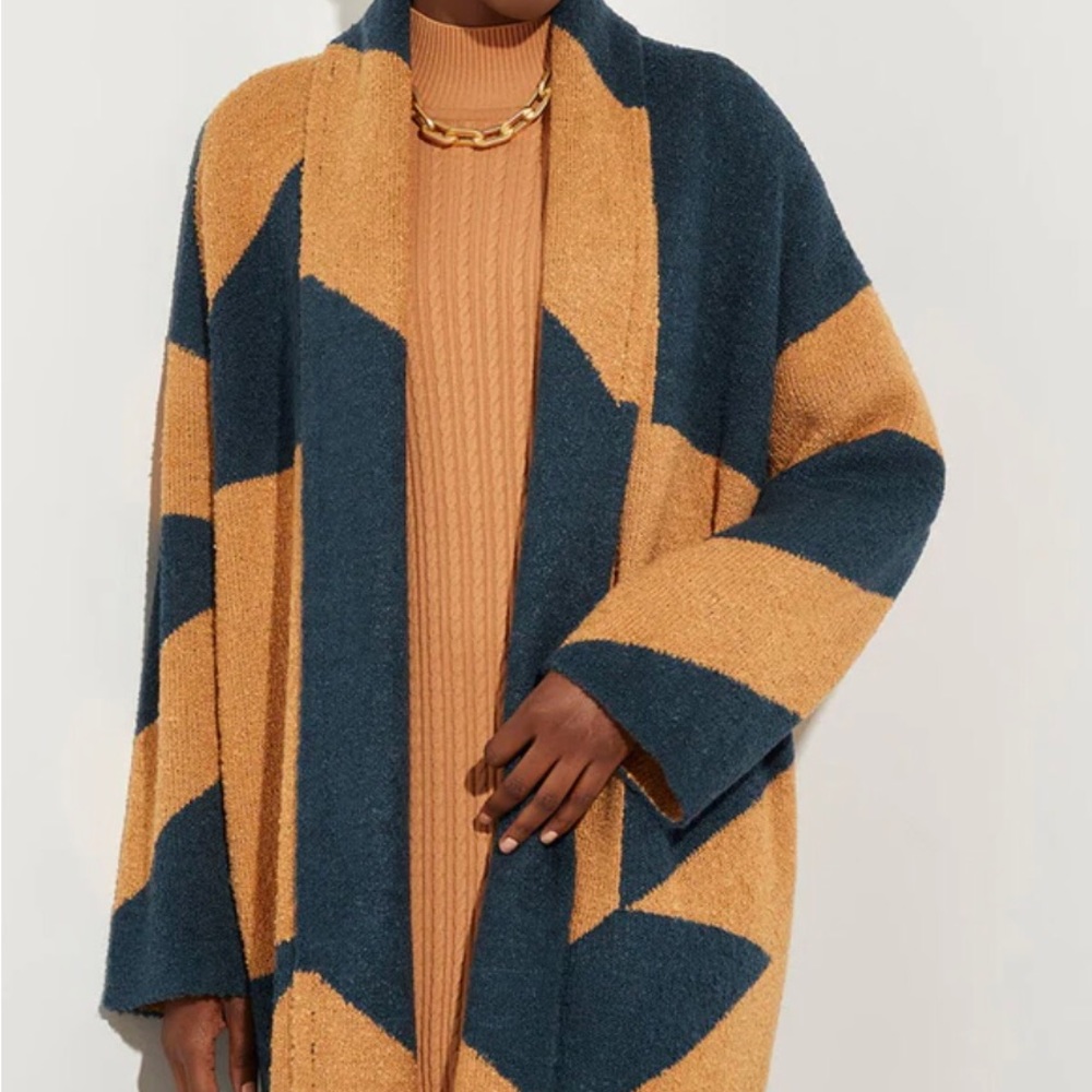 Misook Oversized Geometric Pattern Cozy Knit Card… - image 2